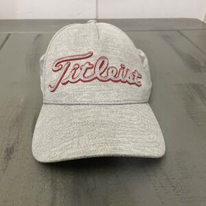 Titleist Golf Hat Cap Fitted Mens Small Medium Gray Red Script Embroidery S/M